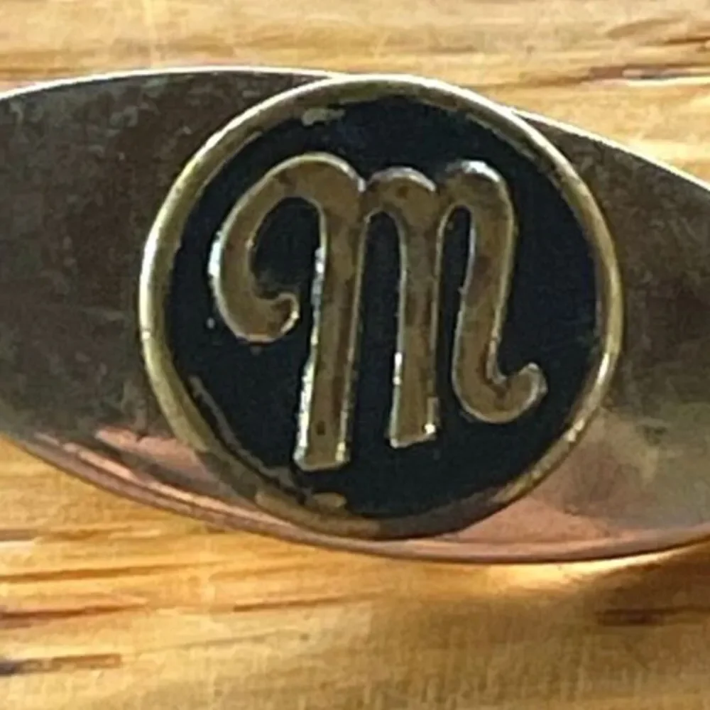 Vintage Gold Tone Black Enamel Letter M Initial Tie Clip Tie Tack Monogram
